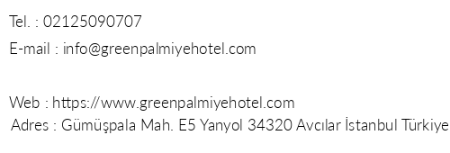 Green Palmiye Hotel telefon numaralar, faks, e-mail, posta adresi ve iletiim bilgileri